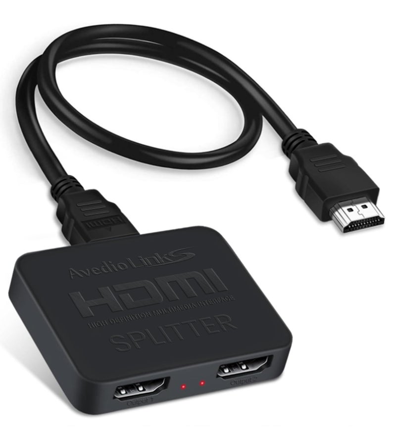 avedio links HDMI Splitter 4K@60Hz, HDMI Splitter 1 in 2 Out-Not Extended Display(Only Mirror Screens), Support 3D Dol-by Vision Atmos HDMI2.0b, HDCP2.2, 18.5Gbps, Auto Downscaling, Full HD 1080P - Image 1
